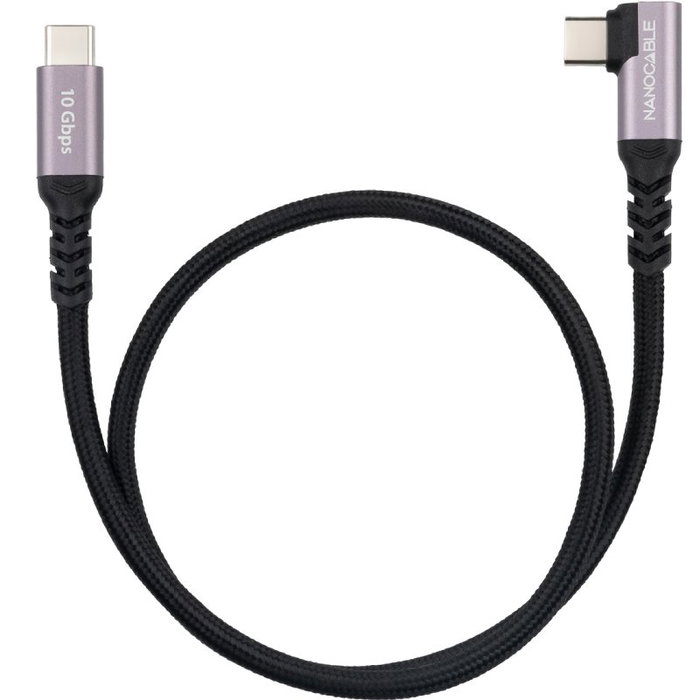 Nanocable Cable USB-C Acodado 3.2 Gen2 100W 4K/60Hz 3m Negro